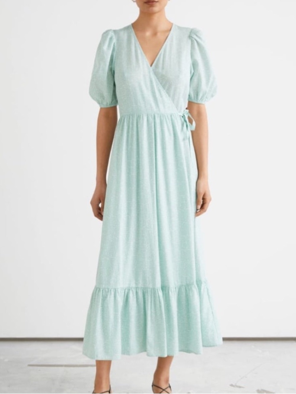 & Others Stories Puff Sleeve Maxi Wrap Dress